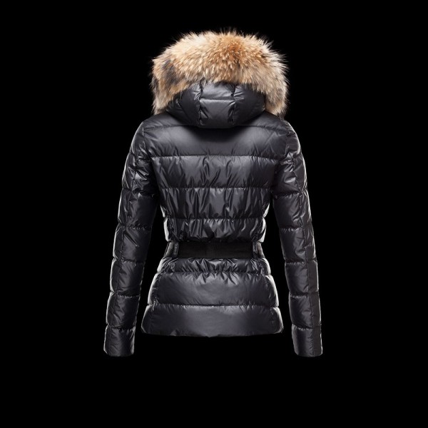 Moncler Moda Nero staccabile in pelliccia Cap E cinturino caldo Cappotti uscita